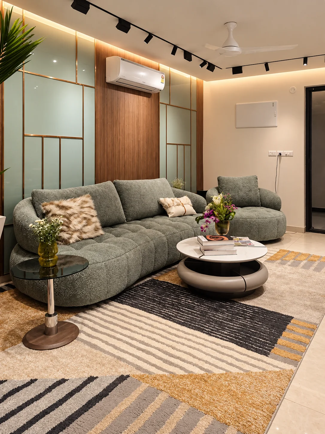 Contemporary living room at Amara Model Homes