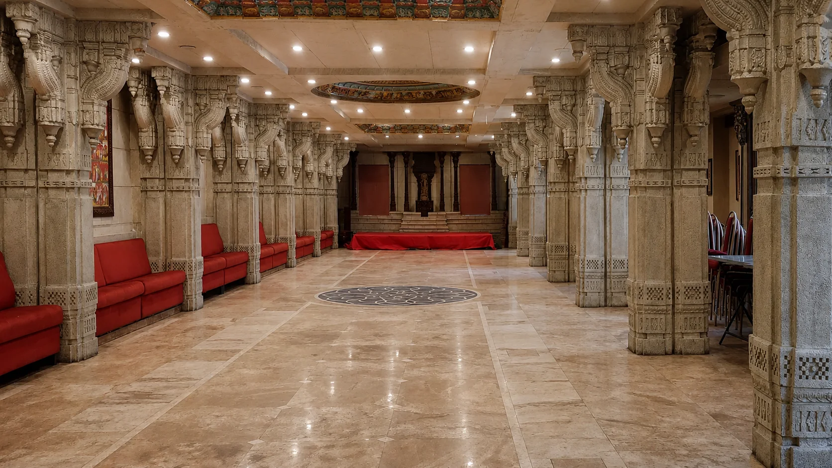 Chettinad-inspired banquet interior at Atithi Inn
