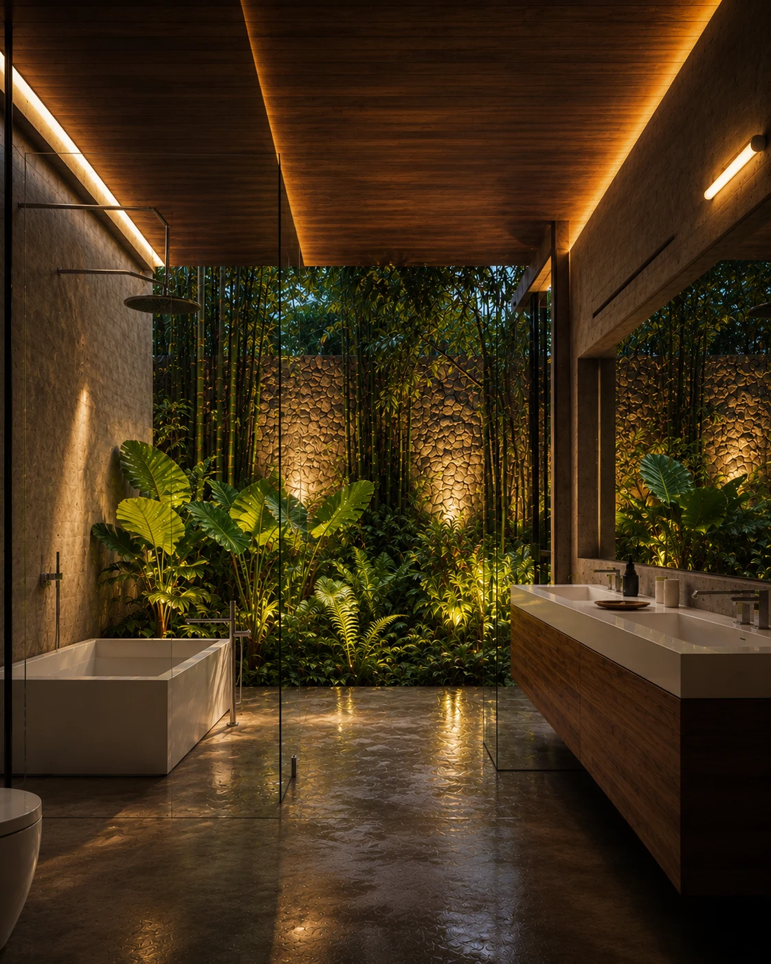 Second bathroom with a planted open-air court