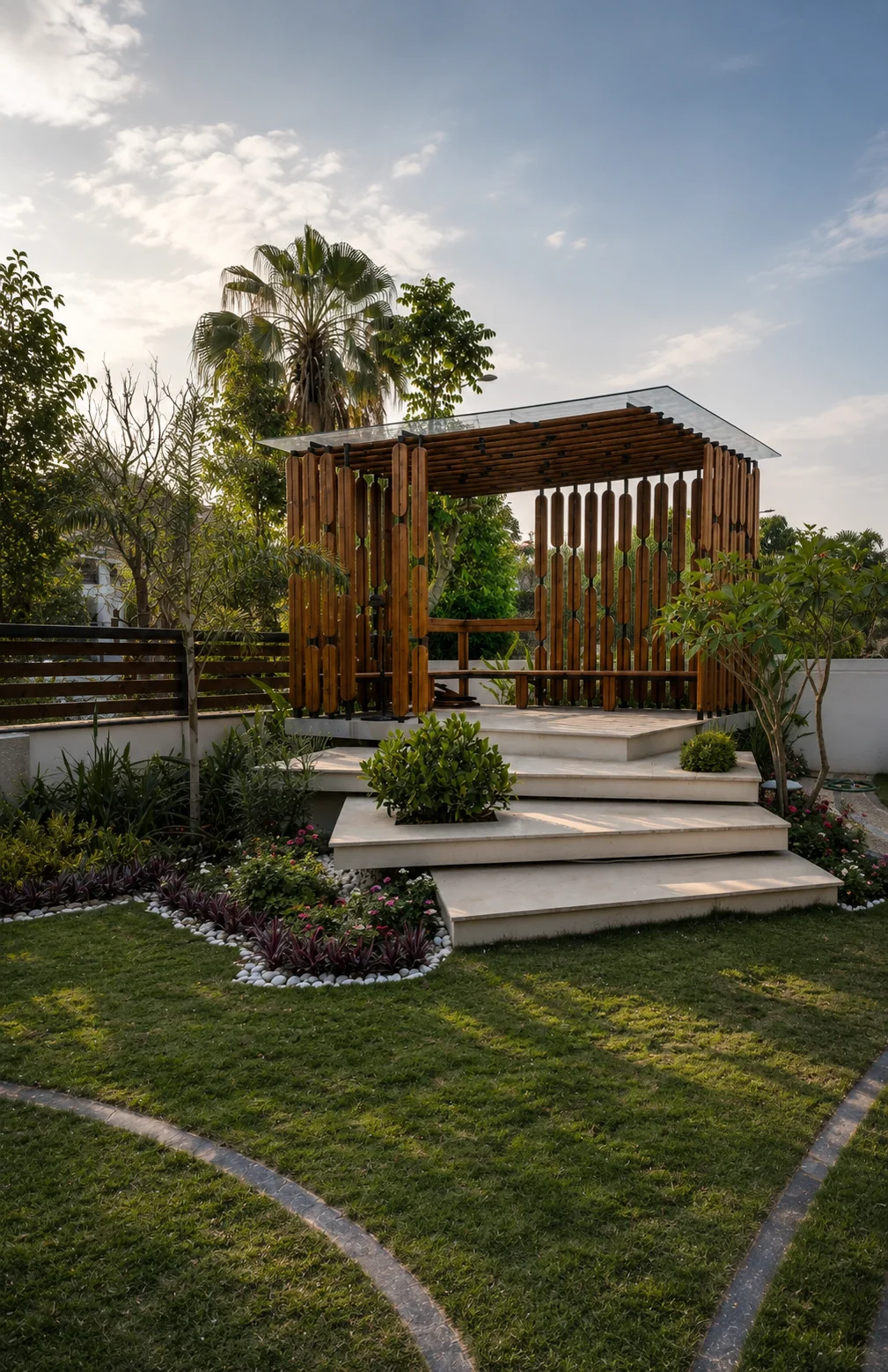 Garden pavilion and planting