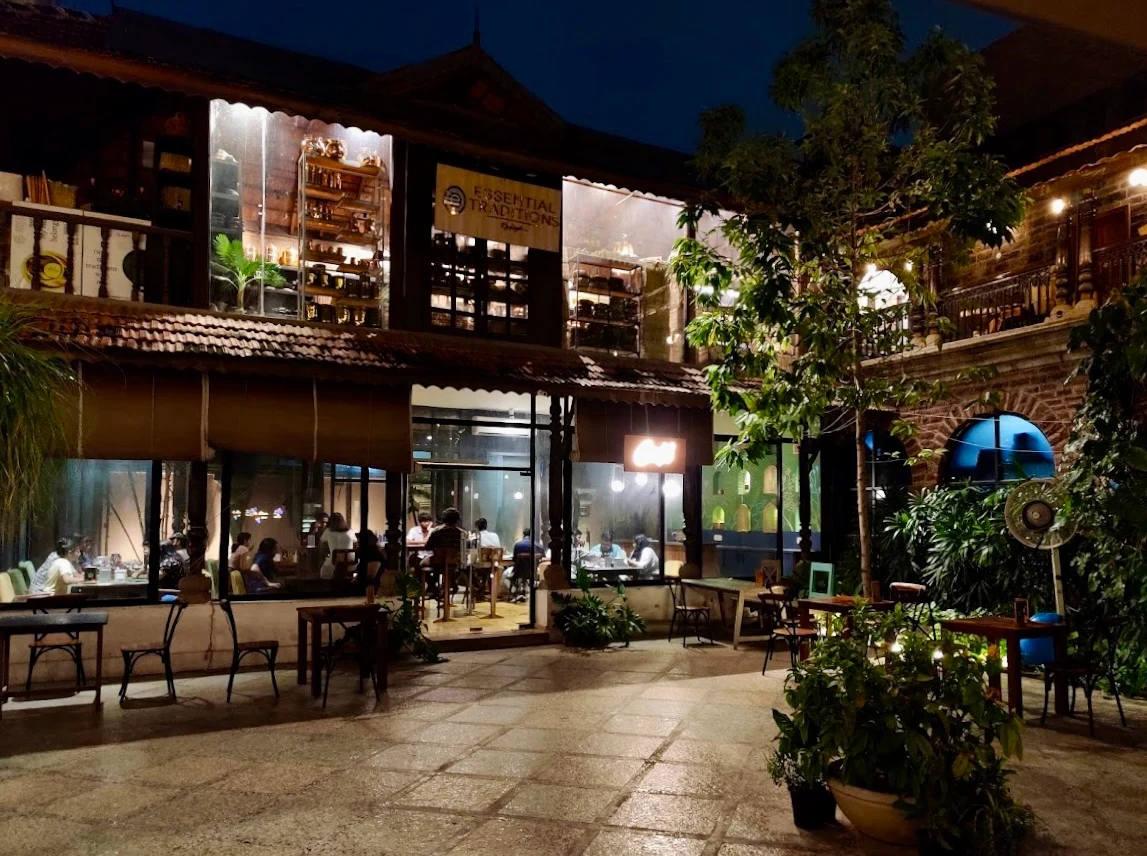 BRR Residence and courtyard illuminated at night