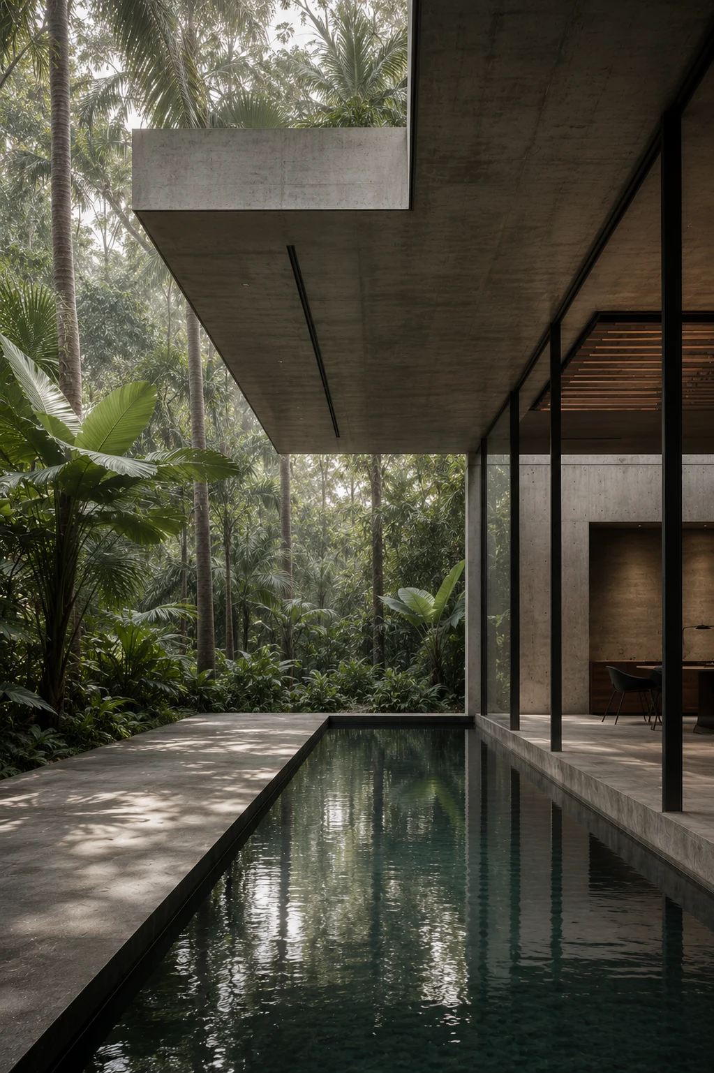 Design study of a farmhouse courtyard and pool