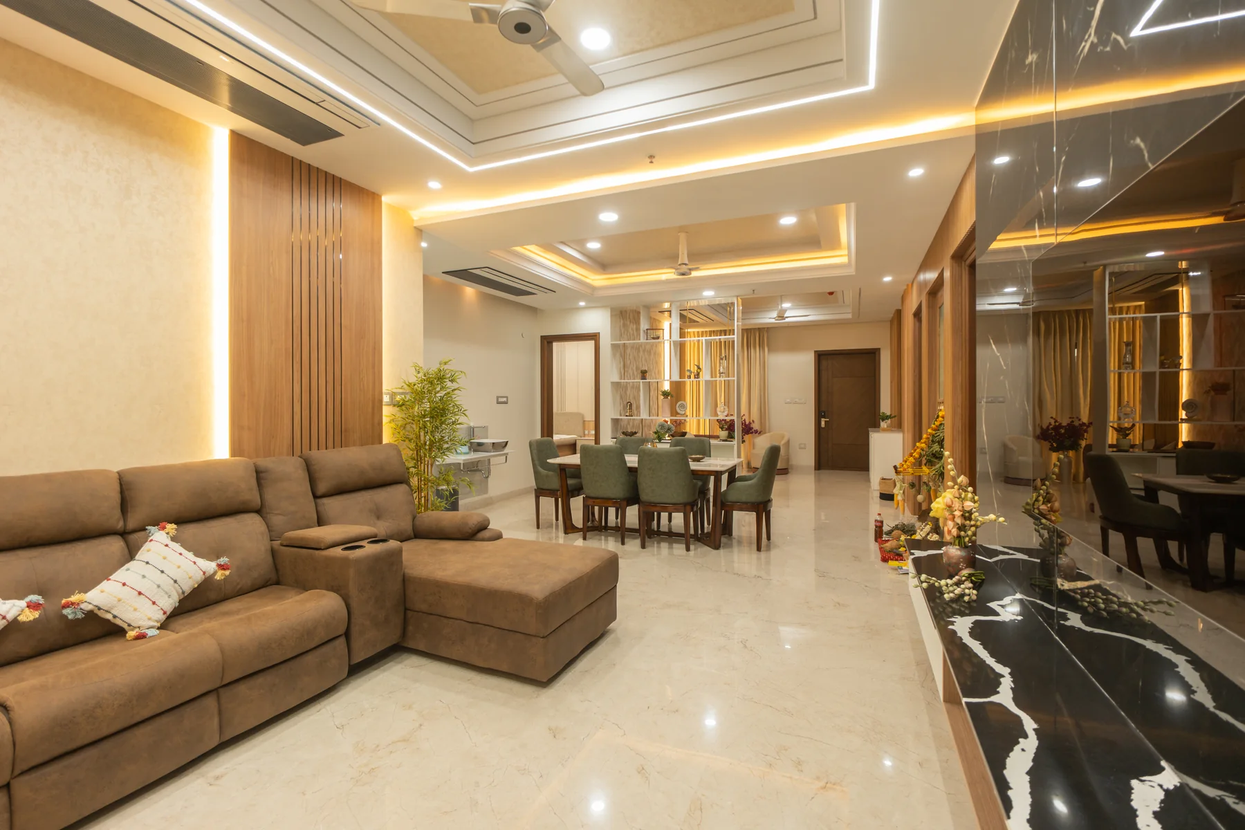 Open living and dining interior