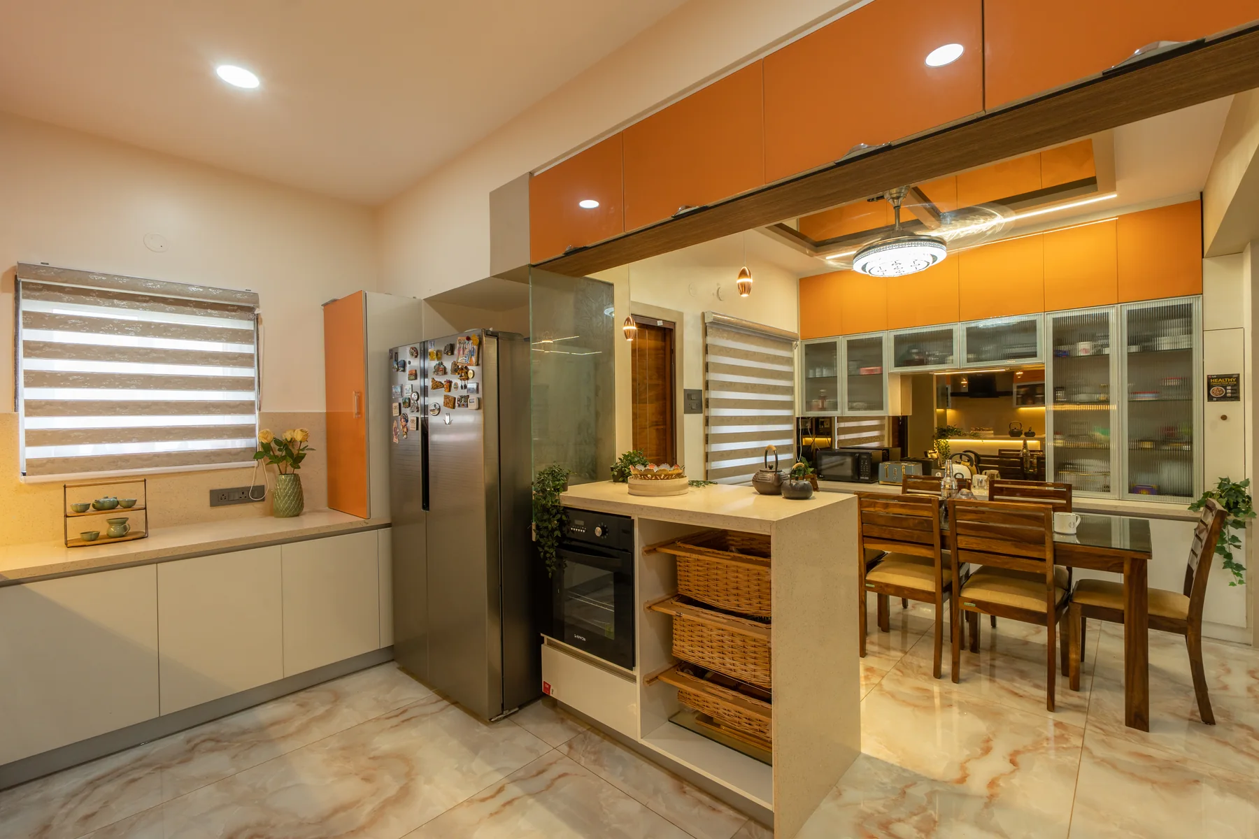 Orange and white kitchen