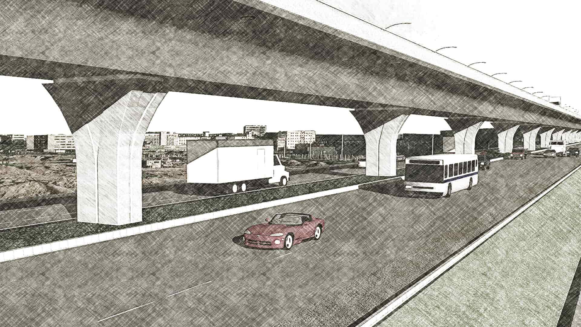 PVNR / HUDA Elevated Expressway Corridor: View from below